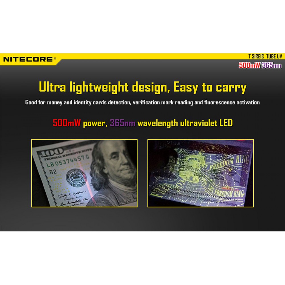 Φακός LED NITECORE TUBE, Μπρελόκ, Rechargable-UV