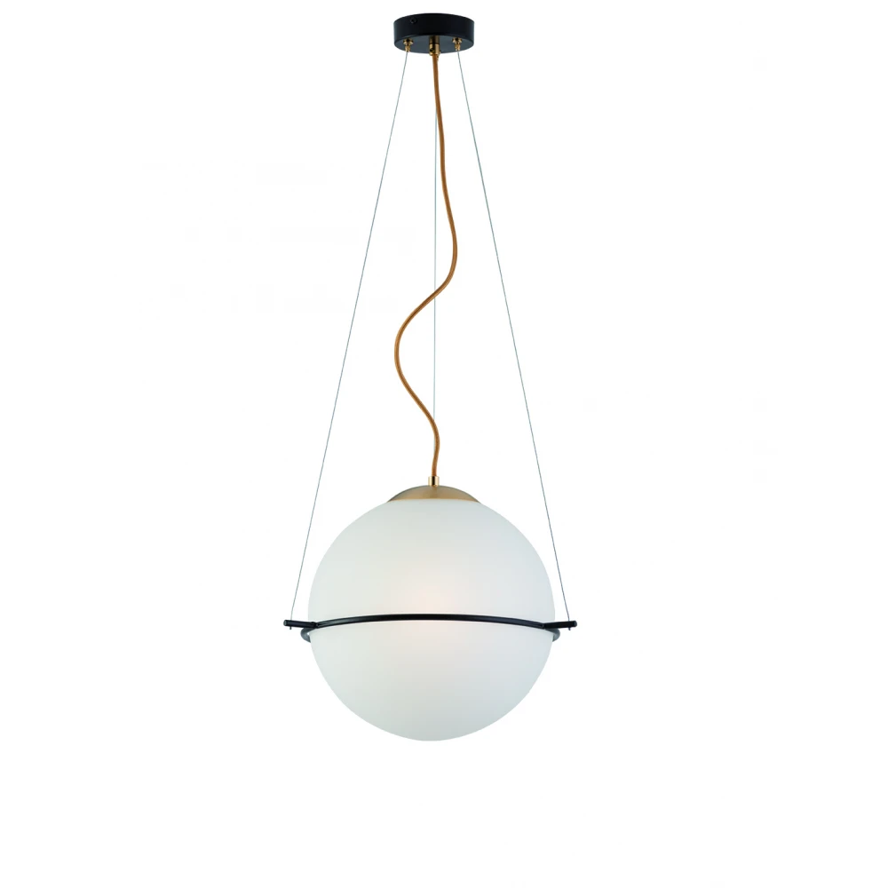 Κρεμαστό Φωτιστικό Με Λευκό Οπάλ Ματ Γυαλί Και Ανάρτηση Χρυσες - Μαύρες Λεπτομέριες 1xE27 Ferero VIOKEF 