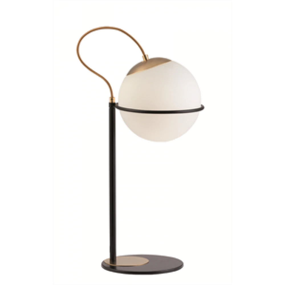 Φωτιστικό Πορτατίφ Με Λευκό Οπάλ Ματ Γυαλί Και Χρυσές - Μαύρες Λεπτομέριες 1xE27 Ferero VIOKEF