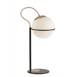 Φωτιστικό Πορτατίφ Με Λευκό Οπάλ Ματ Γυαλί Και Χρυσές - Μαύρες Λεπτομέριες 1xE27 Ferero VIOKEF