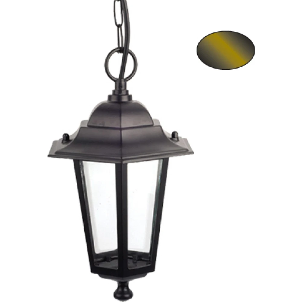 Φανάρι Κρεμαστό Αλουμινίου Σε Xρυσό-Mαύρο Χρώμα IP44 1x E27 ACA