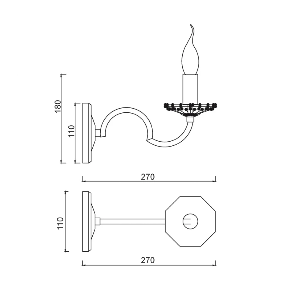Επίτοιχο Φωτιστικό Σε Λευκό Πατίνα Με Αντικέ Χρυσές Λεπτομέριες Και Κρύσταλλο 1xE14 