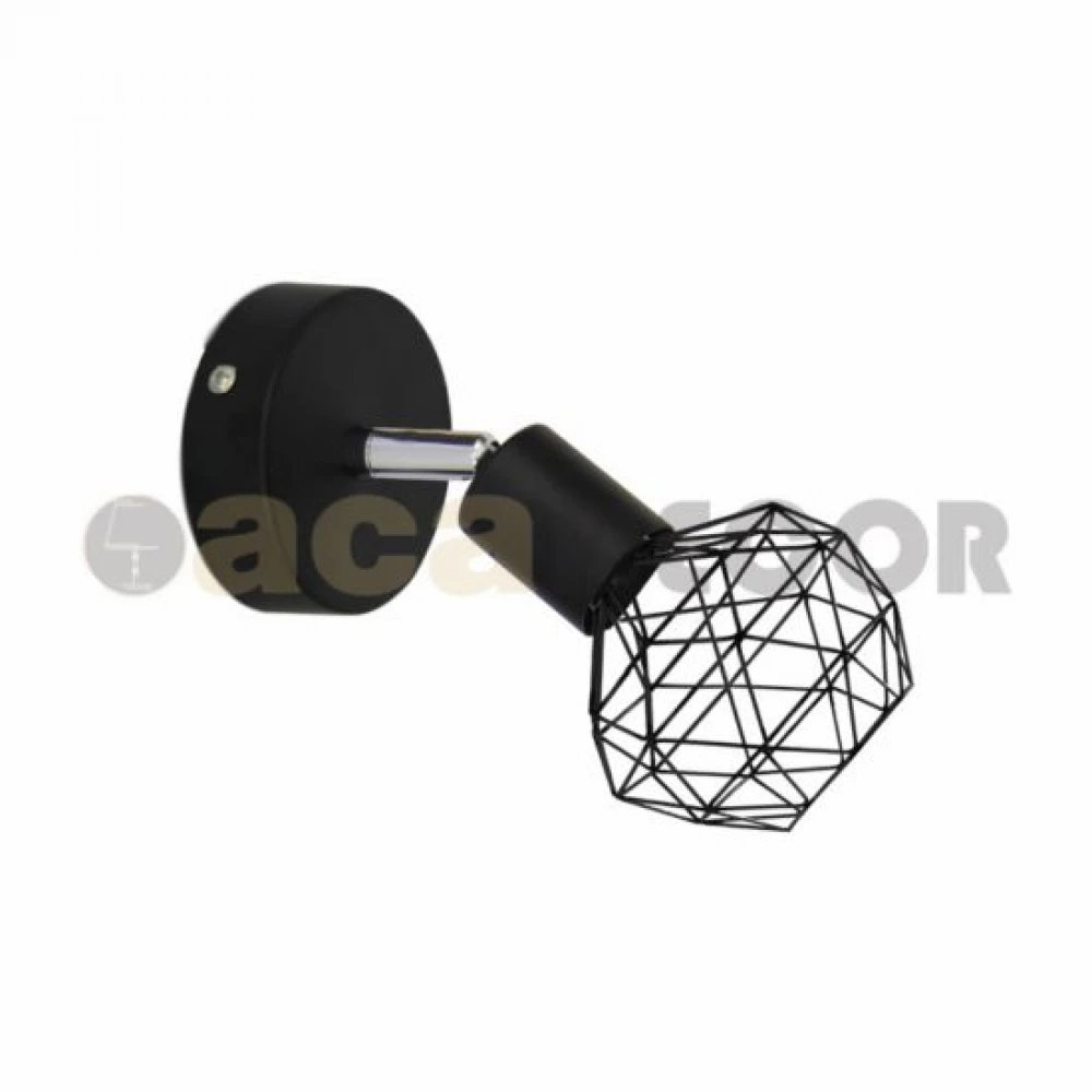 Επίτοιχο Φωτιστικό Με Ρυθμιζόμενη Κεφαλή Και Πλέγμα Σε Μαύρο Χρώμα IP20 1xE14 