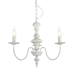 Μεταλλικό Φωτιστικό Πολυέλαιος Με Υφασμάτινο Καλώδιο Και Αλυσίδα Σε Λευκό Πατίνα Χρώμα 3xE14 ACA 