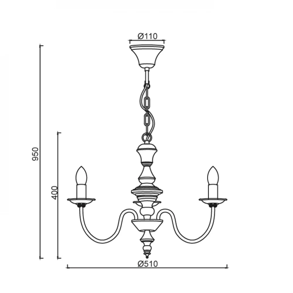 Μεταλλικό Φωτιστικό Πολυέλαιος Με Υφασμάτινο Καλώδιο Και Αλυσίδα Σε Λευκό Πατίνα Χρώμα 3xE14 ACA 
