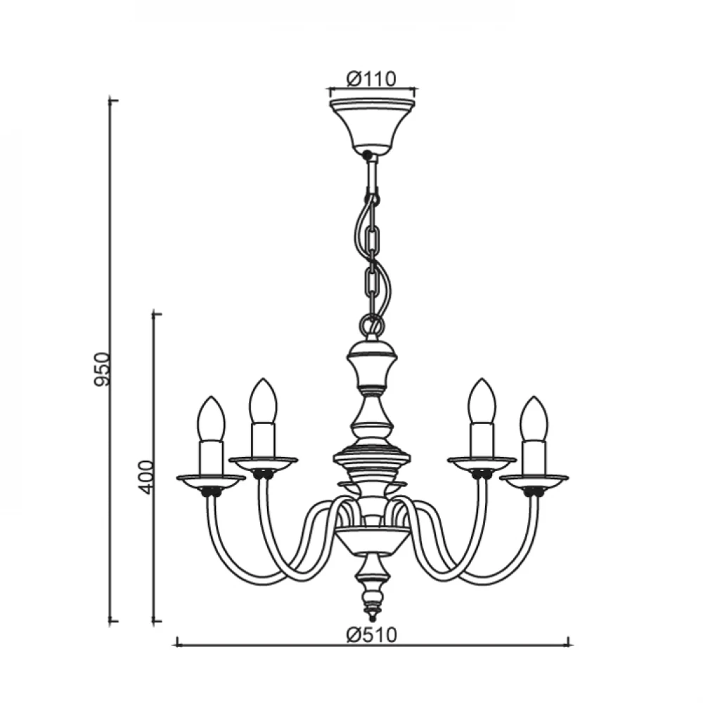Μεταλλικό Φωτιστικό Πολυέλαιος Με Υφασμάτινο Καλώδιο Και Αλυσίδα Σε Διάφορα Χρώματα 5xE14 ACA