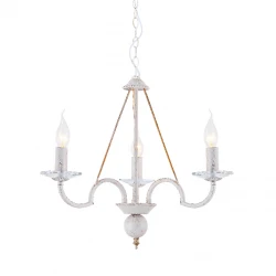 Μεταλλικό Φωτιστικό Πολυέλαιος Σε Λευκό Πατίνα Με Αντικέ Χρυσές Λεπτομέριες Και Κρύσταλλο 3xE14 ACA 