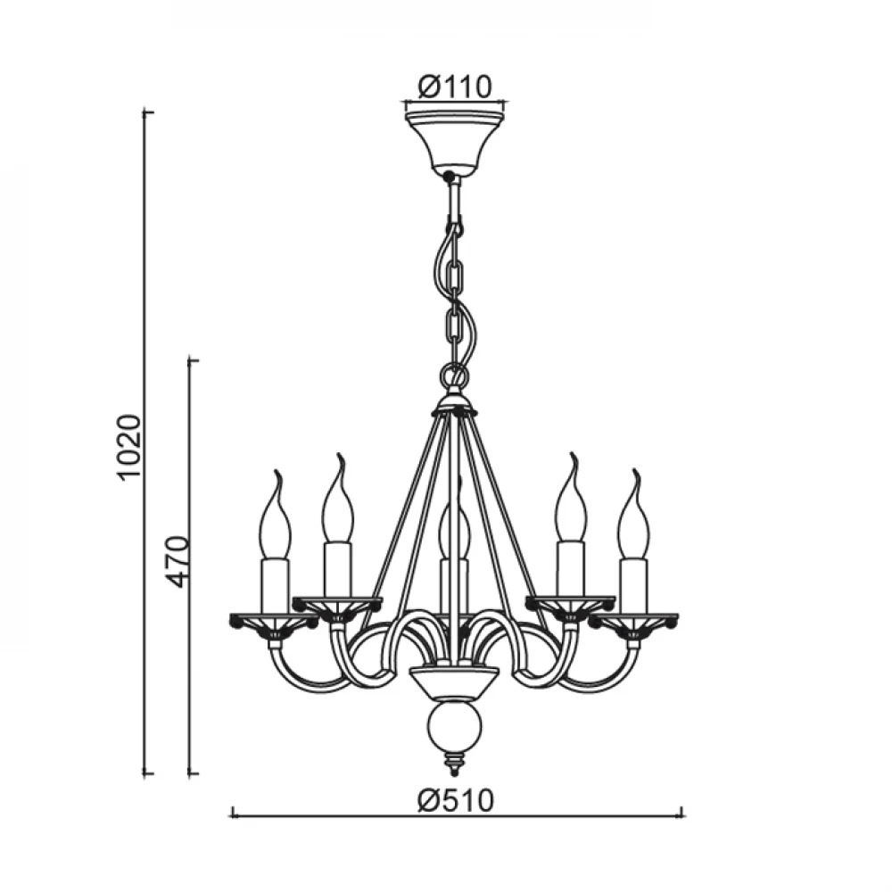 Μεταλλικό Φωτιστικό Πολυέλαιος Σε Λευκό Πατίνα Με Αντικέ Χρυσές Λεπτομέριες Και Κρύσταλλο 5xE14 ACA 