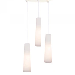 Μεταλλικό Κρεμαστό Φωτιστικό Τρίφωτο Με Γυαλί Διαχύτη Και Λευκή Βάση Ø280 3xE27 ACA