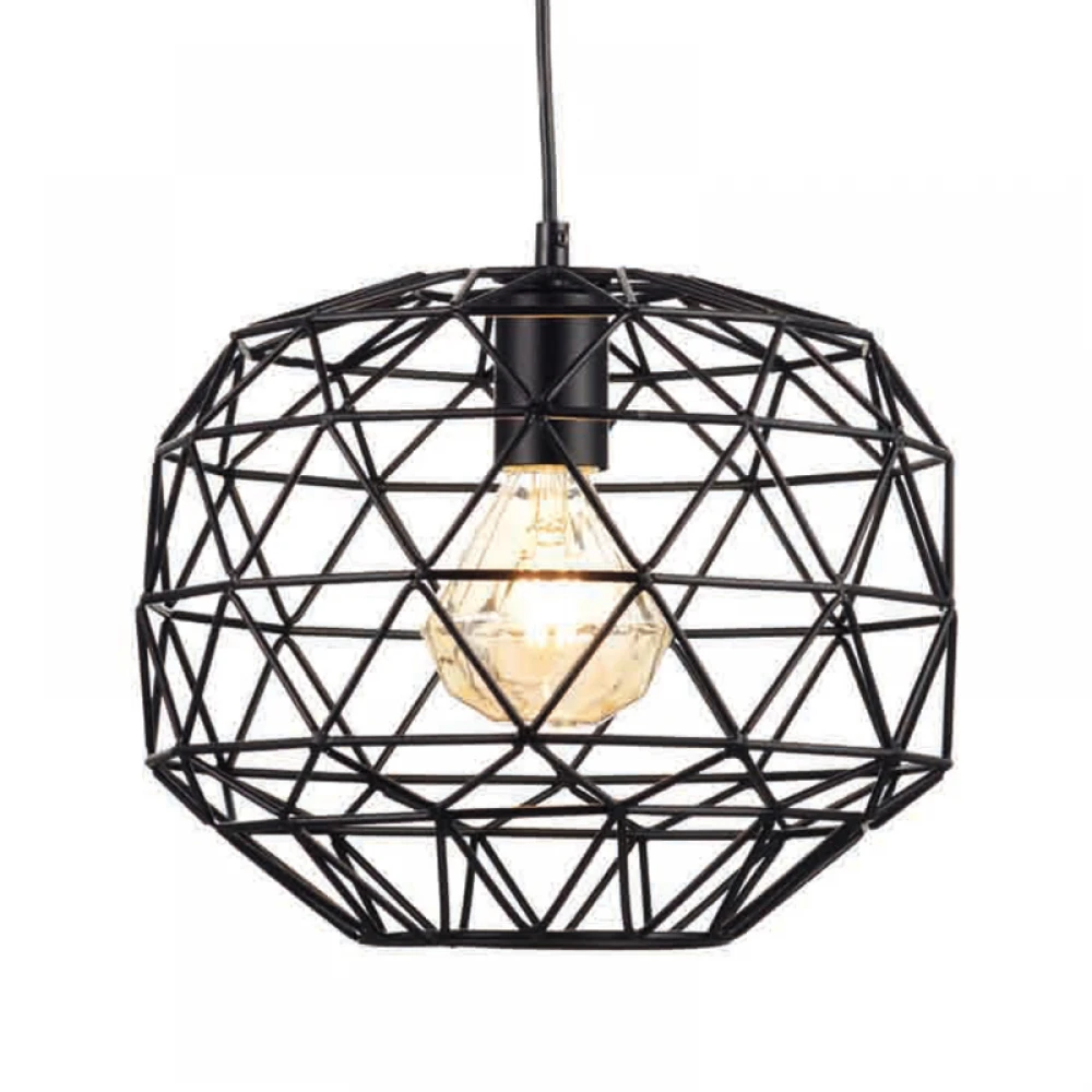 Vintage Κρεμαστό Φωτιστικό Με Πλέγμα Μαύρο 1xE27 - Aca Decor