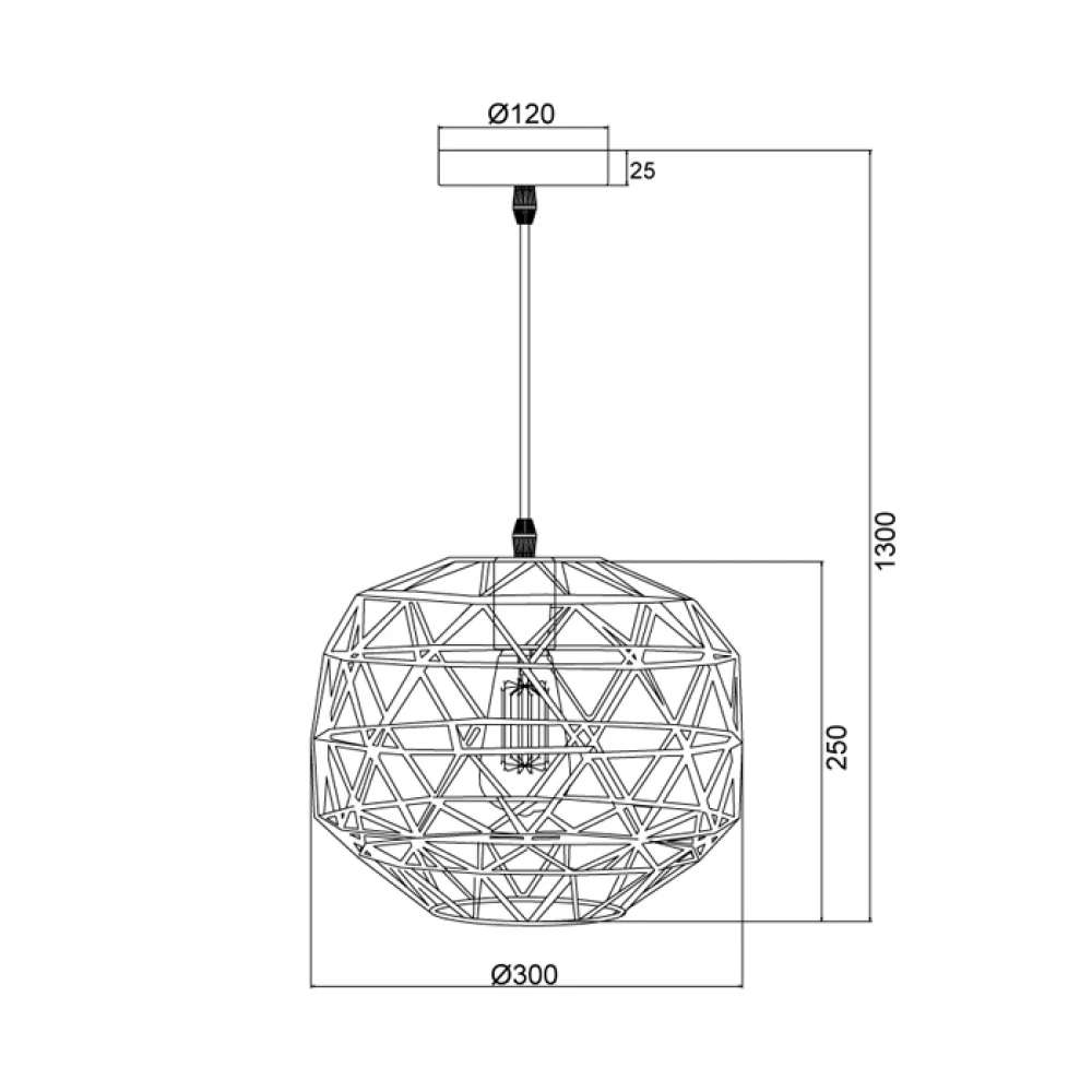 Vintage Κρεμαστό Φωτιστικό Με Πλέγμα Μαύρο 1xE27 - Aca Decor