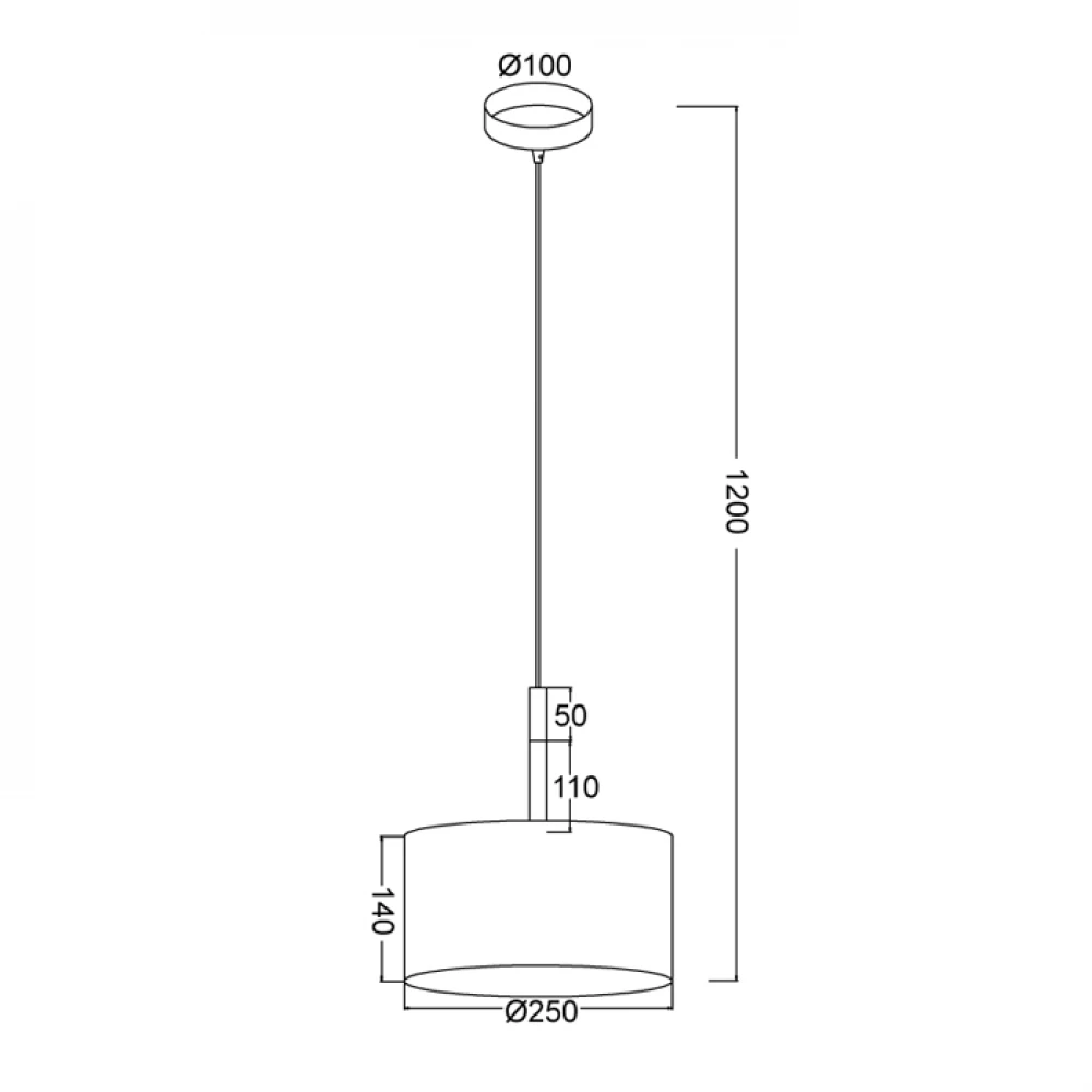 Μεταλλικό Κρεμαστό Φωτιστικό Με Υφασμάτινο Λευκό Καπέλο Και Ανάρτηση Ø250 1xE27 ACA