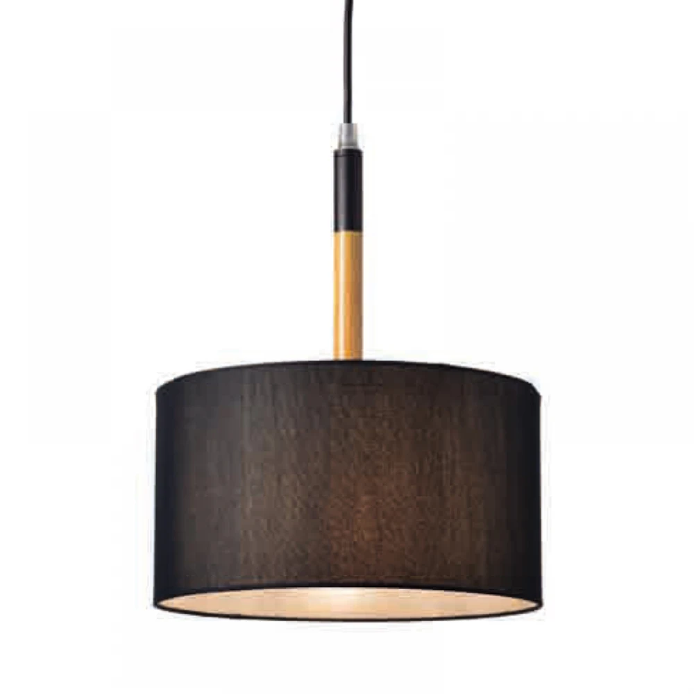 Μεταλλικό Κρεμαστό Φωτιστικό Με Υφασμάτινο Μαύρο Καπέλο Και Ανάρτηση Ø250 1xE27 ACA