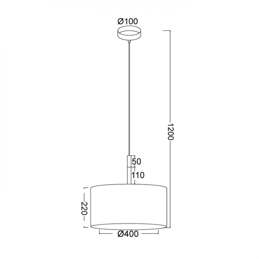 Μεταλλικό Κρεμαστό Φωτιστικό Με Υφασμάτινο Μαύρο Καπέλο Και Ανάρτηση Ø400 1xE27 ACA