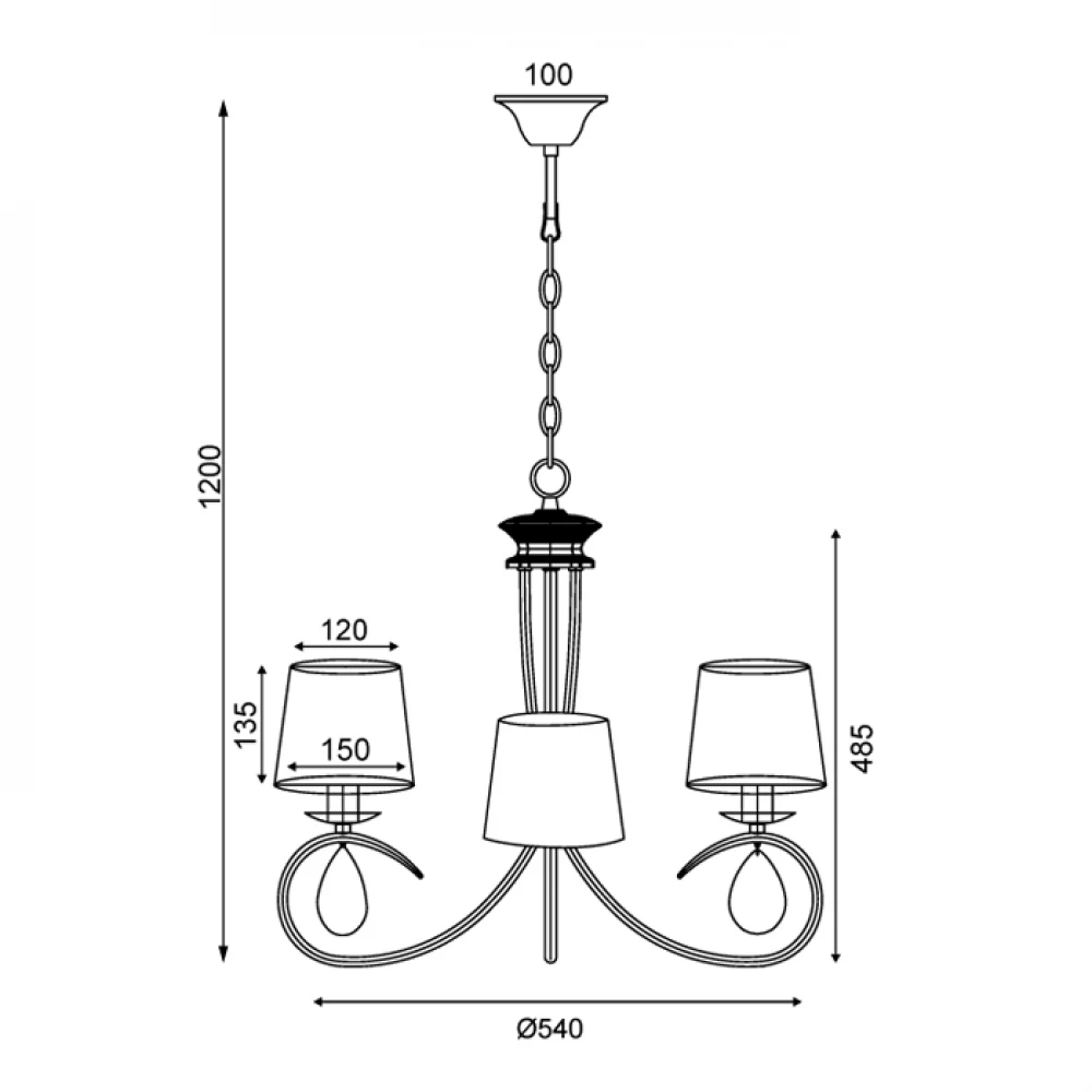 Μεταλλικό Φωτιστικό Πολυέλαιος Χρυσοχάλκινο Με Μαύρα Σαγρέ Υφασμάτινα Καπέλα Και Κρύσταλλα 3xE14 ACA 