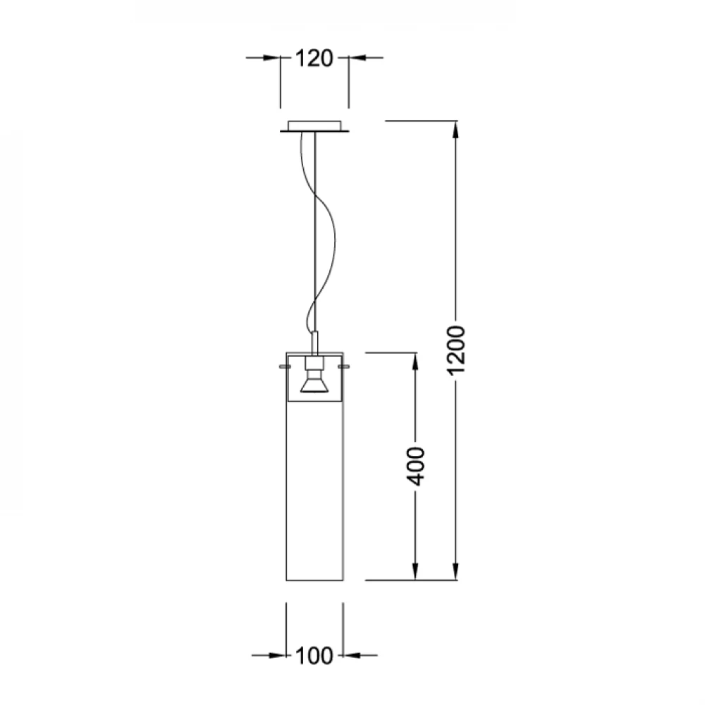 Μεταλλικό Κρεμαστό Φωτιστικό Σωλήνας Με Βάση Βαμένη Σαν Ξύλο Σε Στυλ Βάζου 400x100 1xGU10 ACA