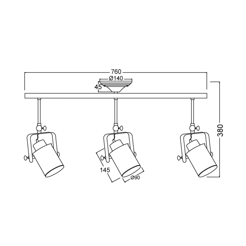 Vintage Φωτιστικό Σποτ Οροφής Σε Λευκό Πατίνα Χρώμα 3xE27 