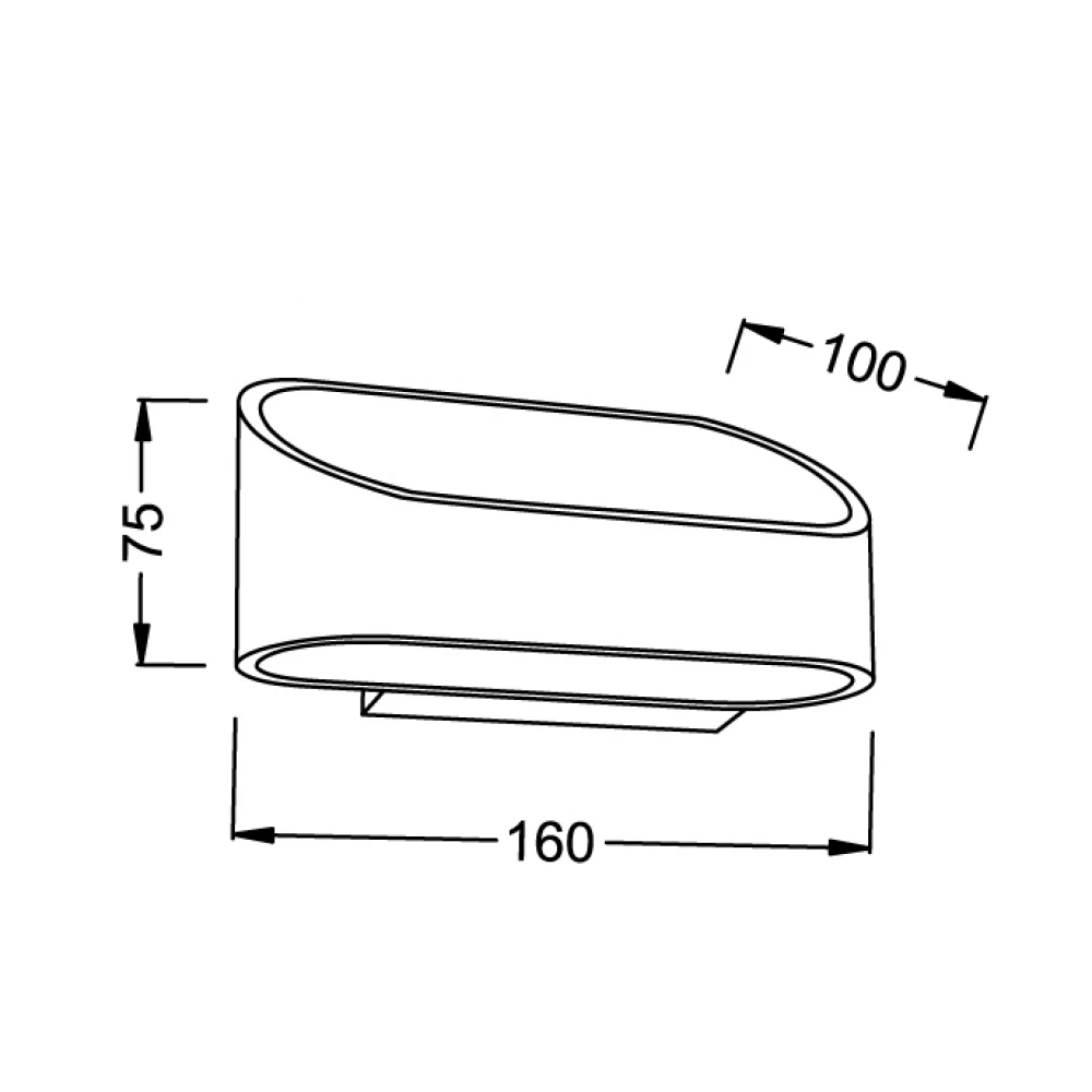 LED COB 6W Επίτοιχο Φωτιστικό Σποτ Σε Μαύρο Χρώμα 160x75 IP20 2xLED 