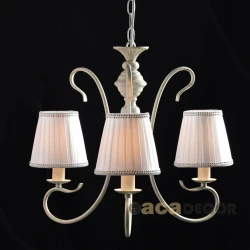 Μεταλλικός Πολυέλαιος 3xE14 Πατίνα Με Λευκό Υφασμάτινο Καπέλο Διακοσμημένο Με Ζιργκόν