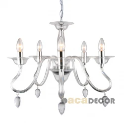 Διαφανές Φωτιστικό Πολυέλαιος 5xE14 Μεγάλης καθαρότητας Και Διαφάνειας Με Λεπτομέρειες Χρώμιου 