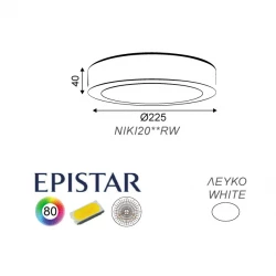 20W LED SMD Στρογγυλό Slim Panel Σε Λευκό Χρώμα 120º 230V IP44 NIKI-ALPI ACA