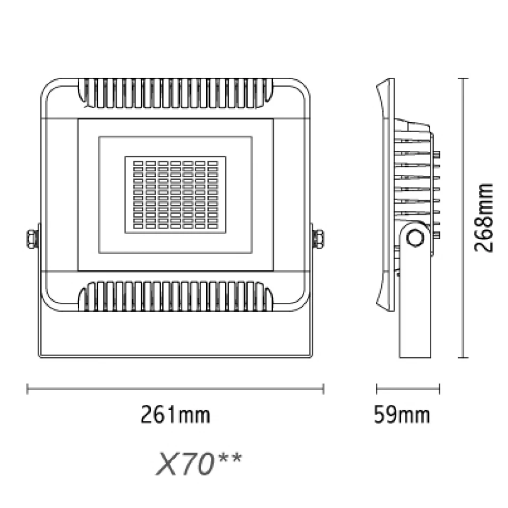 Αδιάβροχος 70W LED SMD Προβολέας Από Χυτό Αλουμινίου Σε Μαύρο "X" IP66 230V ACA