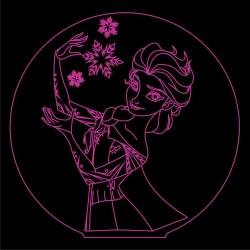 LED Φωτιστικό Χαραγμένο Plexiglass Με Σχέδιο Frozen Elsa Με Διακόπτη ON/OFF AlphaLed LED Φωτιστικό Χαραγμένο Plexiglass Με Σχέδιο Frozen Elsa Με Διακόπτη ON/OFF AlphaLed