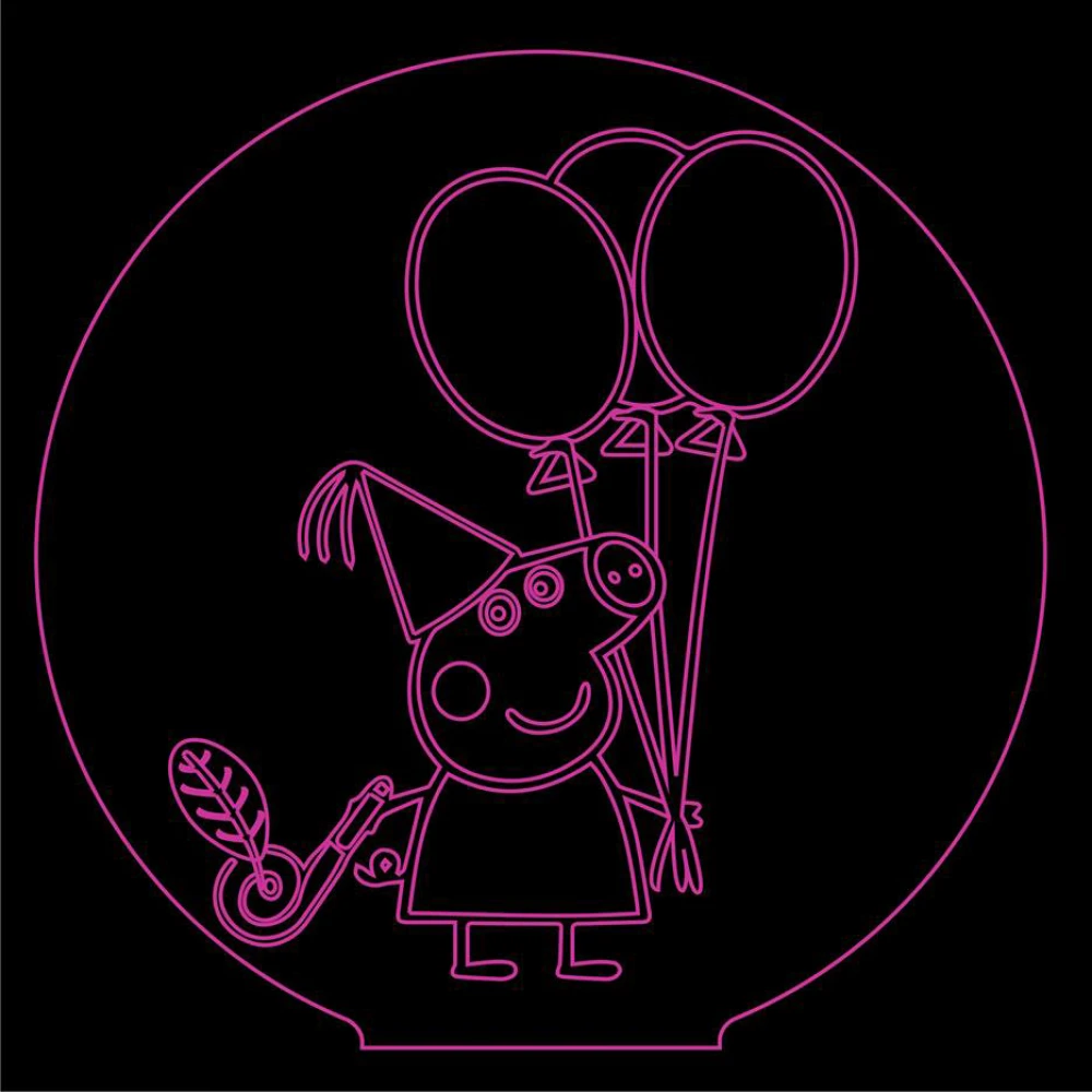 LED Φωτιστικό Χαραγμένο Plexiglass Με Σχέδιο Happy Peppa Pig Με Διακόπτη ON/OFF AlphaLed