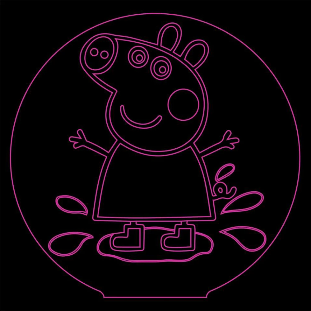 LED Φωτιστικό Χαραγμένο Plexiglass Με Σχέδιο Peppa Pig Με Διακόπτη ON/OFF AlphaLed