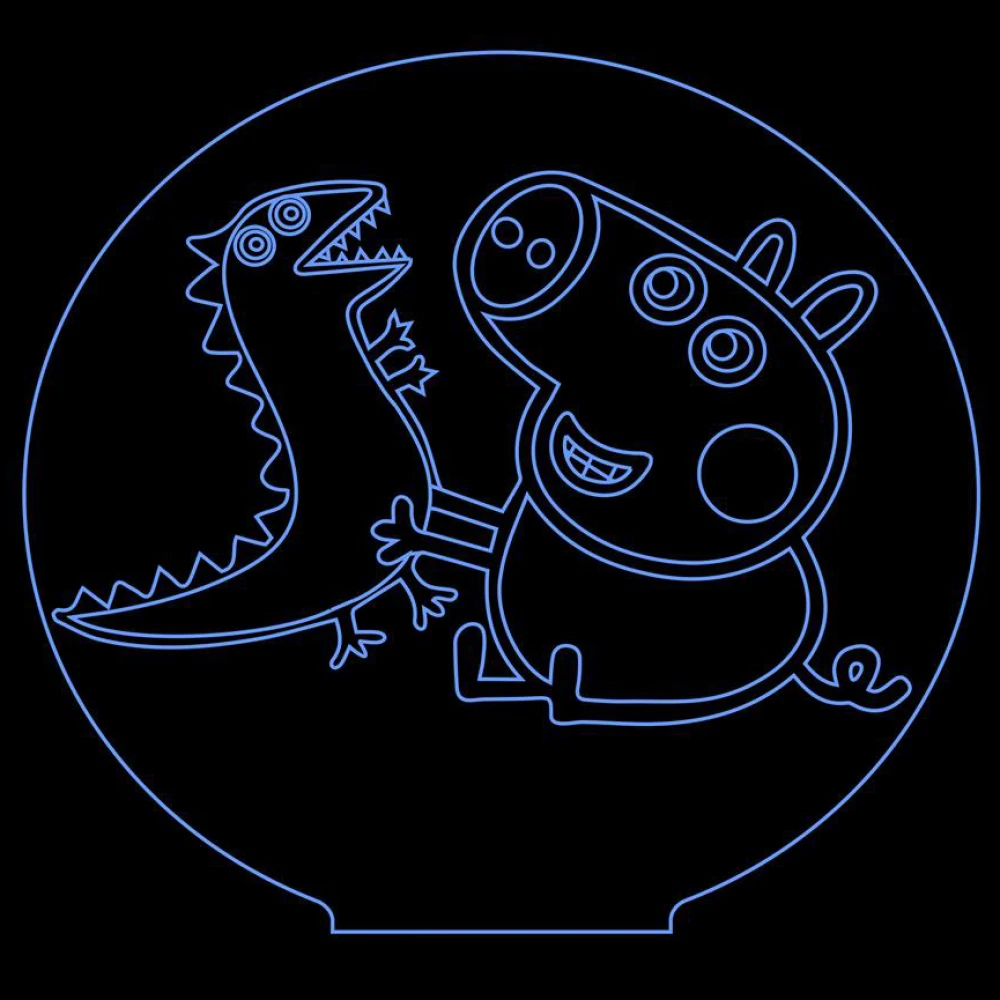 LED Φωτιστικό Χαραγμένο Plexiglass Με Σχέδιο Peppa Pig Plays Με Διακόπτη ON/OFF AlphaLed