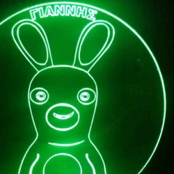 LED Φωτιστικό Χαραγμένο Plexiglass Με Σχέδιο Rabbids Με Διακόπτη ON/OFF AlphaLed LED Φωτιστικό Χαραγμένο Plexiglass Με Σχέδιο Rabbids Με Διακόπτη ON/OFF AlphaLed