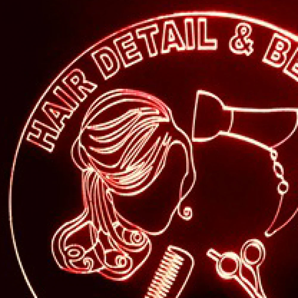 LED Φωτιστικό Χαραγμένο Plexiglass Με Σχέδιο Hair & Beauty Με Διακόπτη ON/OFF AlphaLed