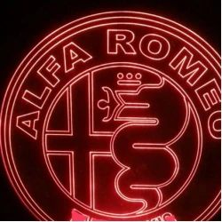 LED Φωτιστικό Χαραγμένο Plexiglass Με Σχέδιο Auto Alfa Romeo Με Διακόπτη ON/OFF AlphaLed LED Φωτιστικό Χαραγμένο Plexiglass Με Σχέδιο Auto Alfa Romeo Με Διακόπτη ON/OFF AlphaLed