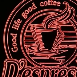 LED Φωτιστικό Χαραγμένο Plexiglass Με Σχέδιο D'Espresso Με Διακόπτη ON/OFF AlphaLed LED Φωτιστικό Χαραγμένο Plexiglass Με Σχέδιο D'Espresso Με Διακόπτη ON/OFF AlphaLed