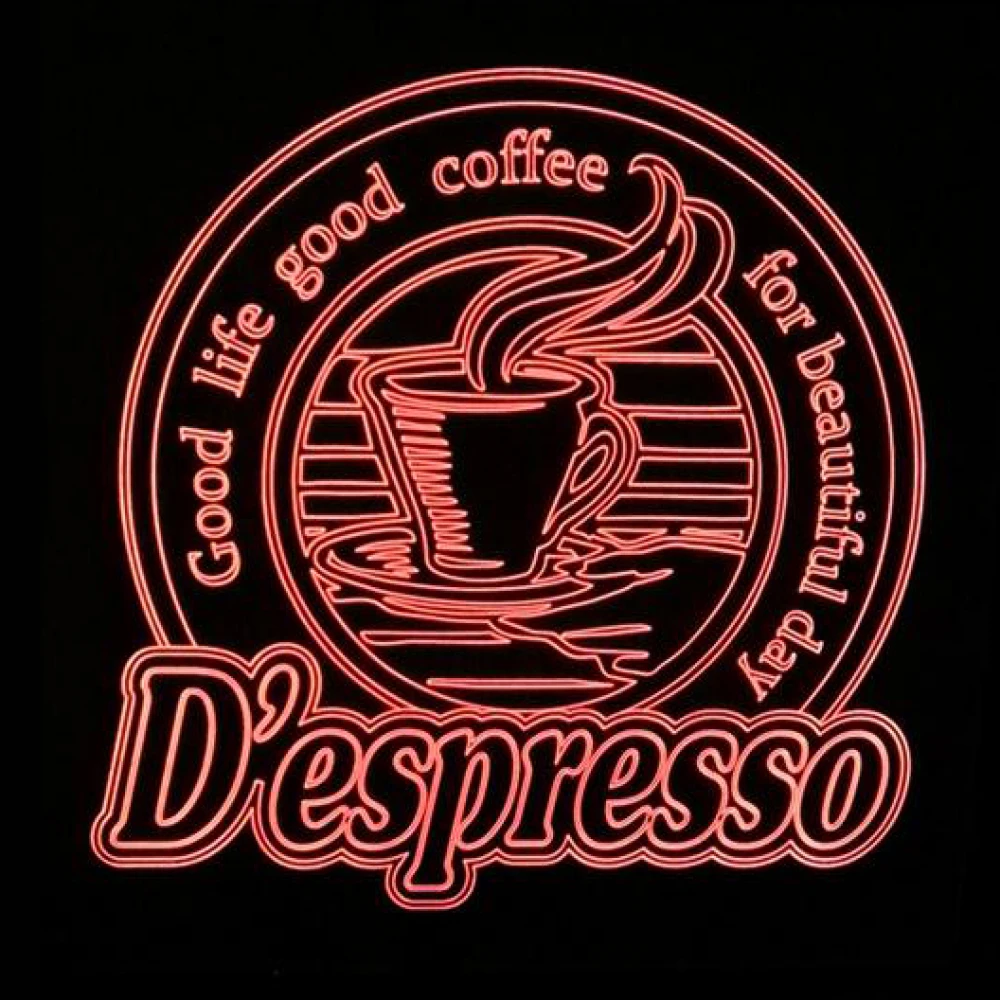 LED Φωτιστικό Χαραγμένο Plexiglass Με Σχέδιο D'Espresso Με Διακόπτη ON/OFF AlphaLed