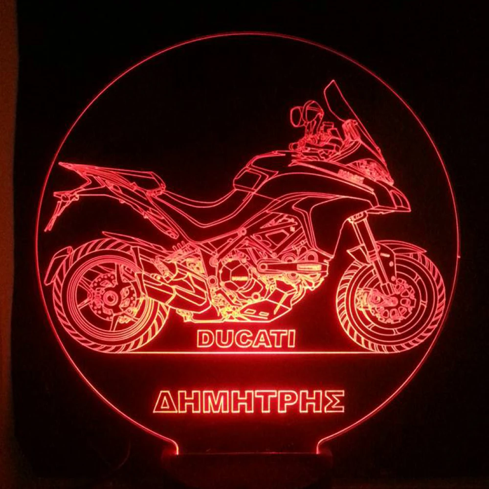 LED Φωτιστικό Χαραγμένο Plexiglass Με Σχέδιο Moto Ducati Με Διακόπτη ON/OFF AlphaLed