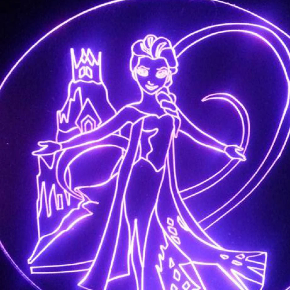 LED Φωτιστικό Χαραγμένο Plexiglass Με Σχέδιο Frozen Elsa Με Διακόπτη ON/OFF AlphaLed