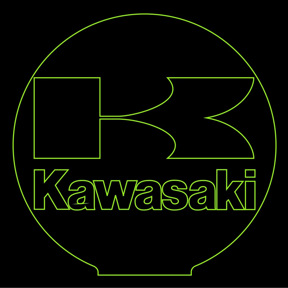 LED Φωτιστικό Χαραγμένο Plexiglass Με Σχέδιο Moto Kawasaki Με Διακόπτη ON/OFF AlphaLed