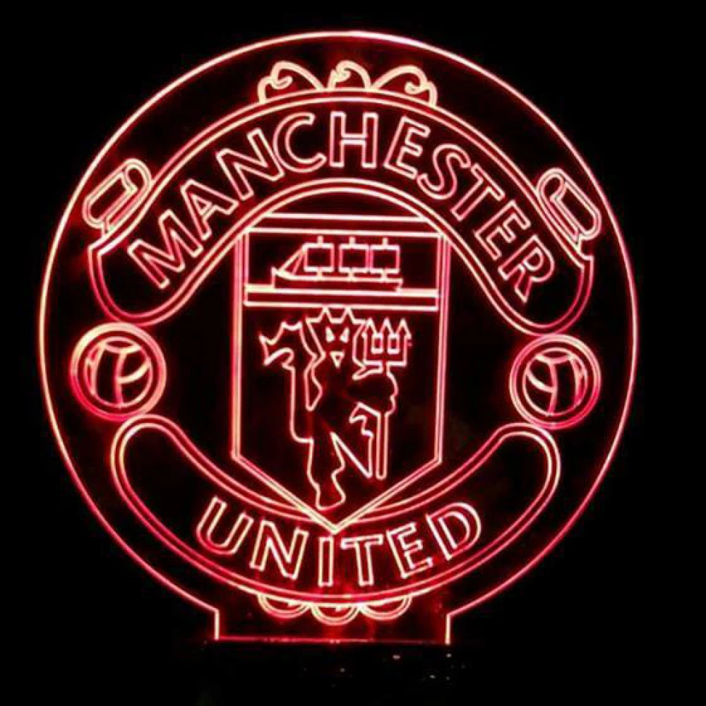 LED Φωτιστικό Χαραγμένο Plexiglass Με Σχέδιο Ομάδες Manchester United Με Διακόπτη ON/OFF AlphaLed