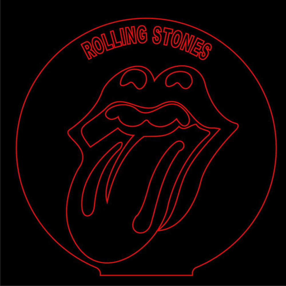 LED Φωτιστικό Χαραγμένο Plexiglass Με Σχέδιο Rolling Stones Με Διακόπτη ON/OFF AlphaLed