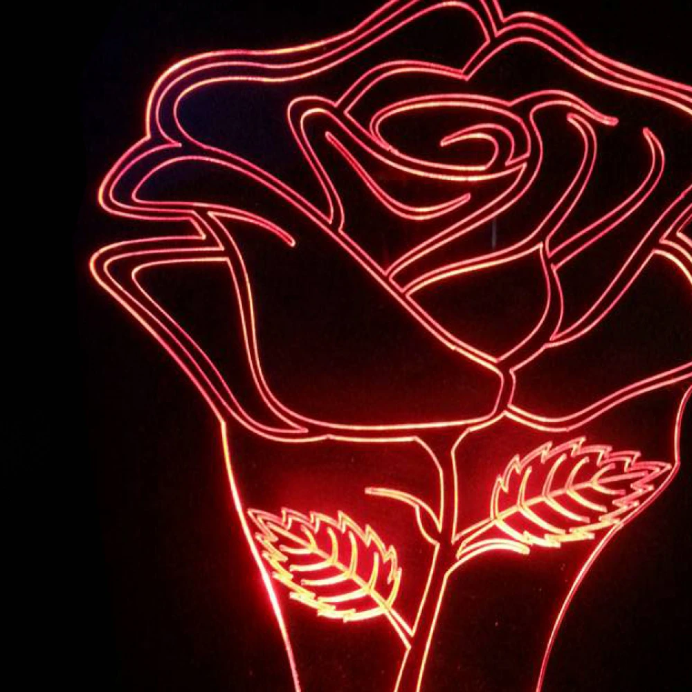 LED Φωτιστικό Χαραγμένο Plexiglass Με Σχέδιο Τριαντάφυλλο Με Διακόπτη ON/OFF AlphaLed