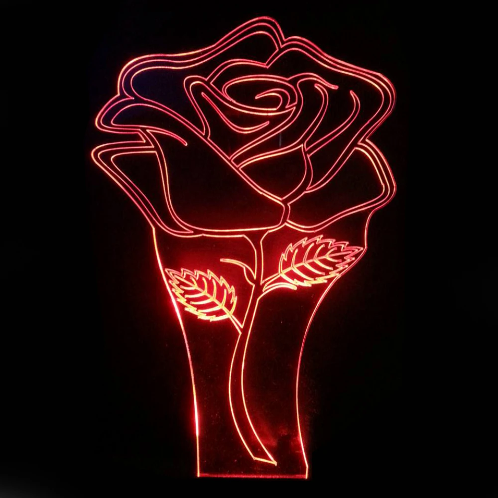 LED Φωτιστικό Χαραγμένο Plexiglass Με Σχέδιο Τριαντάφυλλο Με Διακόπτη ON/OFF AlphaLed