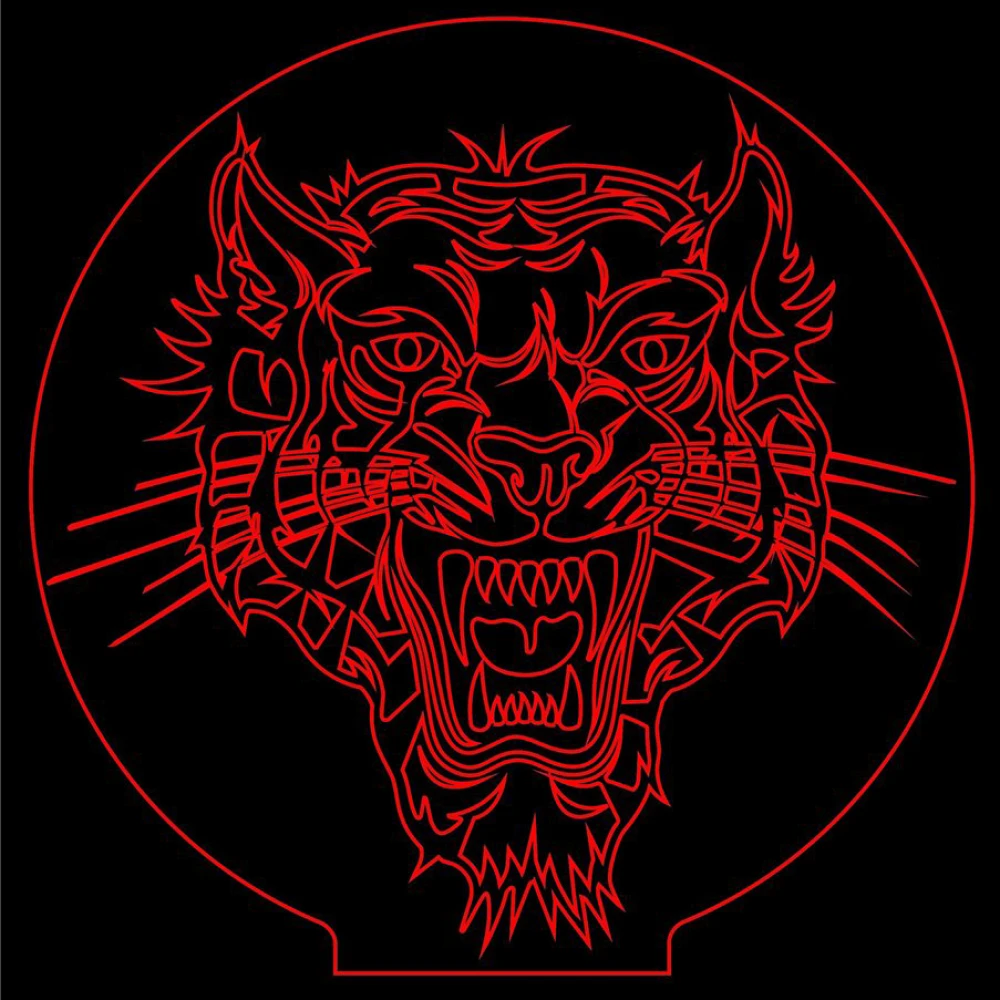 LED Φωτιστικό Χαραγμένο Plexiglass Με Σχέδιο Τίγρης Με Διακόπτη ON/OFF AlphaLed