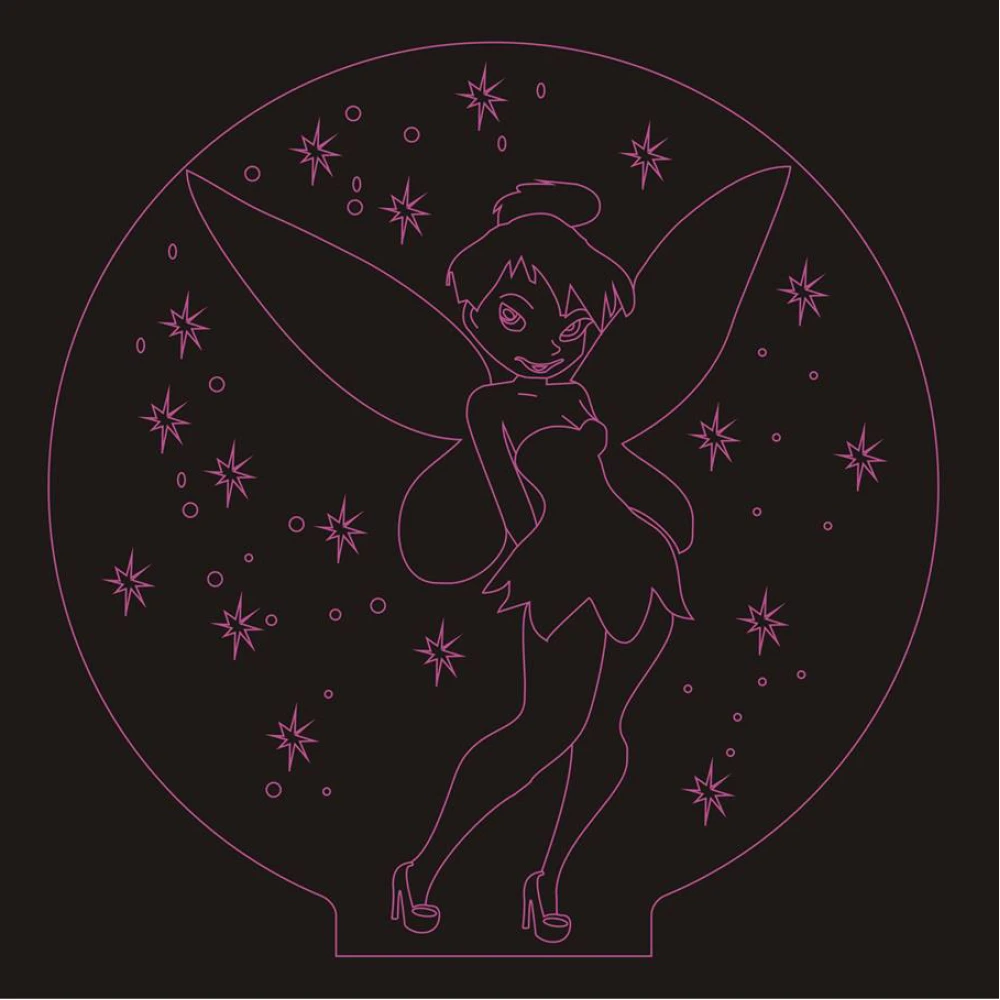 LED Φωτιστικό Χαραγμένο Plexiglass Με Σχέδιο Tinkerbell Με Διακόπτη ON/OFF AlphaLed