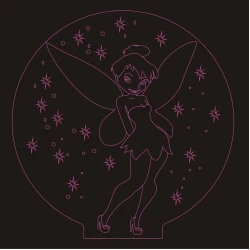 LED Φωτιστικό Χαραγμένο Plexiglass Με Σχέδιο Tinkerbell Με Διακόπτη ON/OFF AlphaLed LED Φωτιστικό Χαραγμένο Plexiglass Με Σχέδιο Tinkerbell Με Διακόπτη ON/OFF AlphaLed