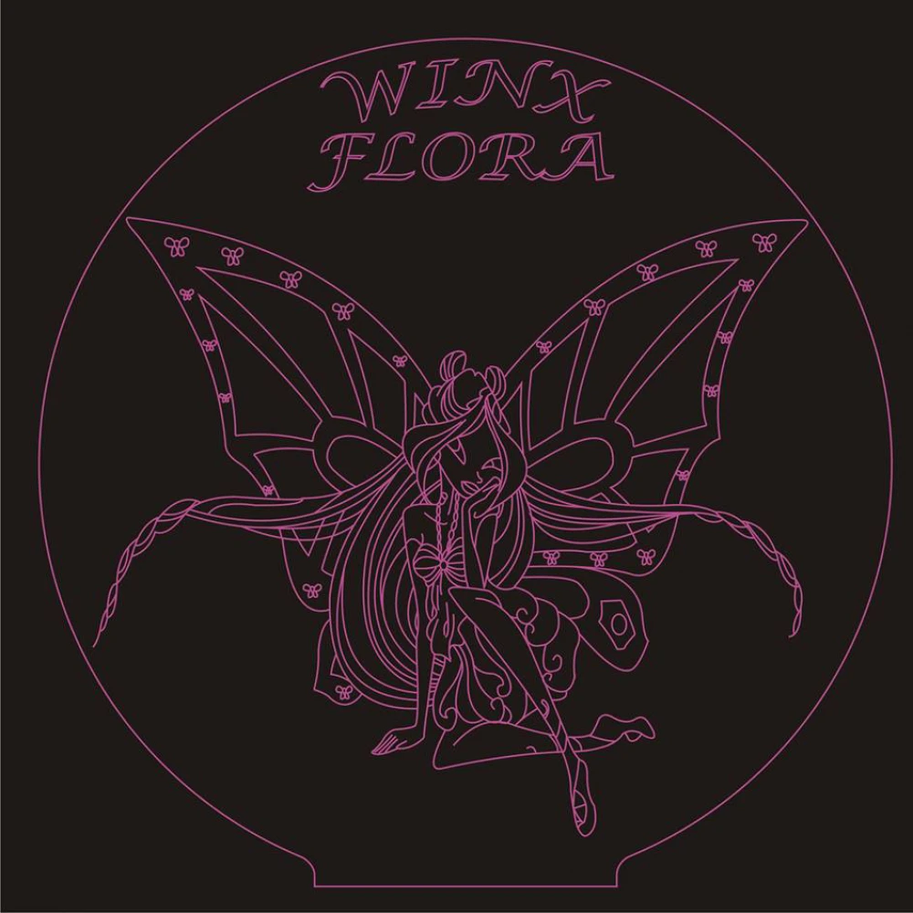 LED Φωτιστικό Χαραγμένο Plexiglass Με Σχέδιο Winx Με Διακόπτη ON/OFF AlphaLed