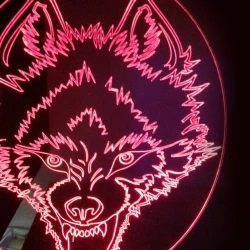 LED Φωτιστικό Χαραγμένο Plexiglass Με Σχέδιο Λύκος Με Διακόπτη ON/OFF AlphaLed LED Φωτιστικό Χαραγμένο Plexiglass Με Σχέδιο Λύκος Με Διακόπτη ON/OFF AlphaLed