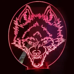 LED Φωτιστικό Χαραγμένο Plexiglass Με Σχέδιο Λύκος Με Διακόπτη ON/OFF AlphaLed LED Φωτιστικό Χαραγμένο Plexiglass Με Σχέδιο Λύκος Με Διακόπτη ON/OFF AlphaLed