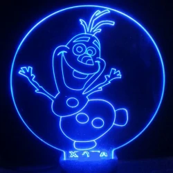 LED Φωτιστικό Χαραγμένο Plexiglass Με Σχέδιο Frozen Snowman Με Διακόπτη ON/OFF AlphaLed LED Φωτιστικό Χαραγμένο Plexiglass Με Σχέδιο Frozen Snowman Με Διακόπτη ON/OFF AlphaLed