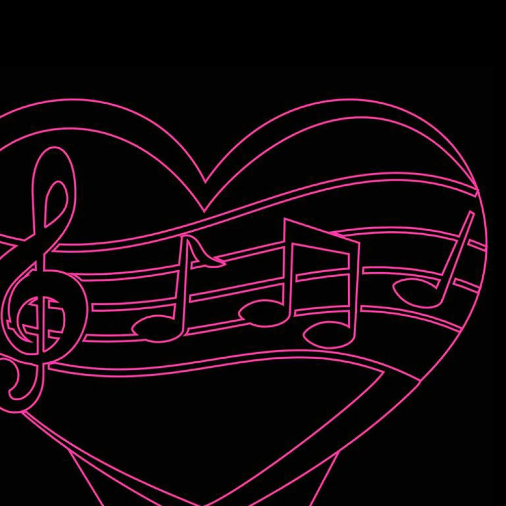 LED Φωτιστικό Χαραγμένο Plexiglass Με Σχέδιο Καρδιές Με Νότες Με Διακόπτη ON/OFF AlphaLed